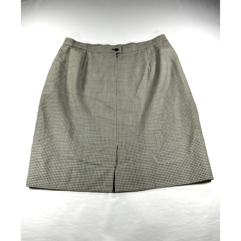 Akris Switzerland Black White Houndstooth Wool Pencil Skirt Vintage Luxury - Picture 3 of 12